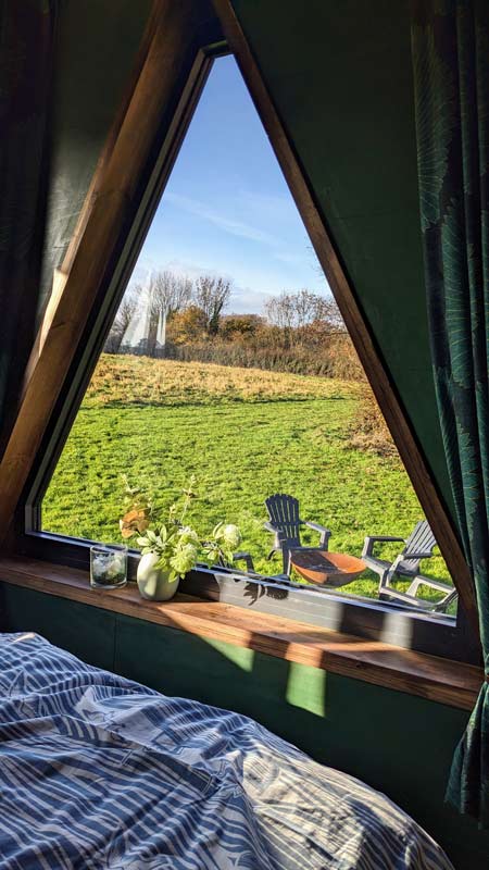 glamping cabins with large windows
